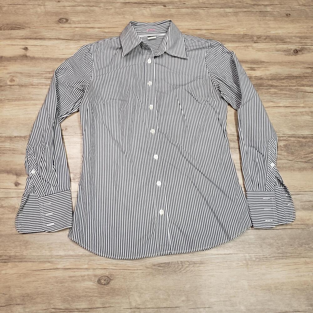 J.Crew Kathryn Slim-Fit Shirt Womens XS Blue White Striped Button Up Long Sleeve